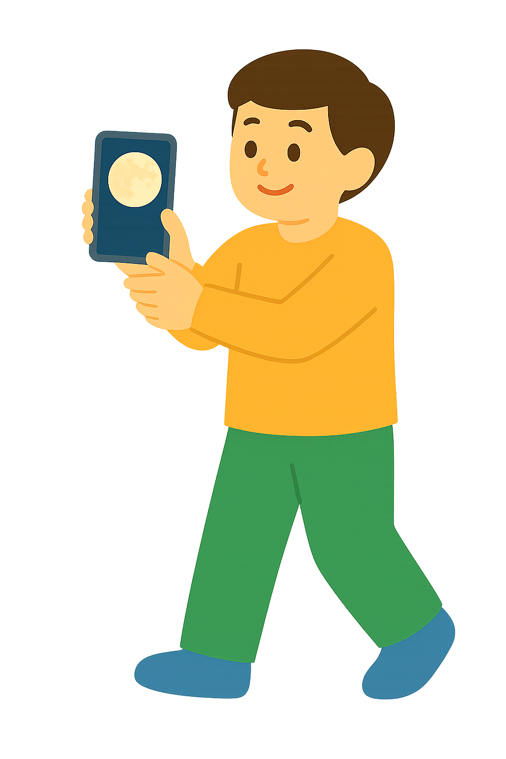 보름달을 찍는 모습