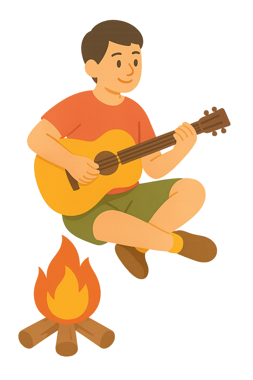 캠핑하며 기타치는모습