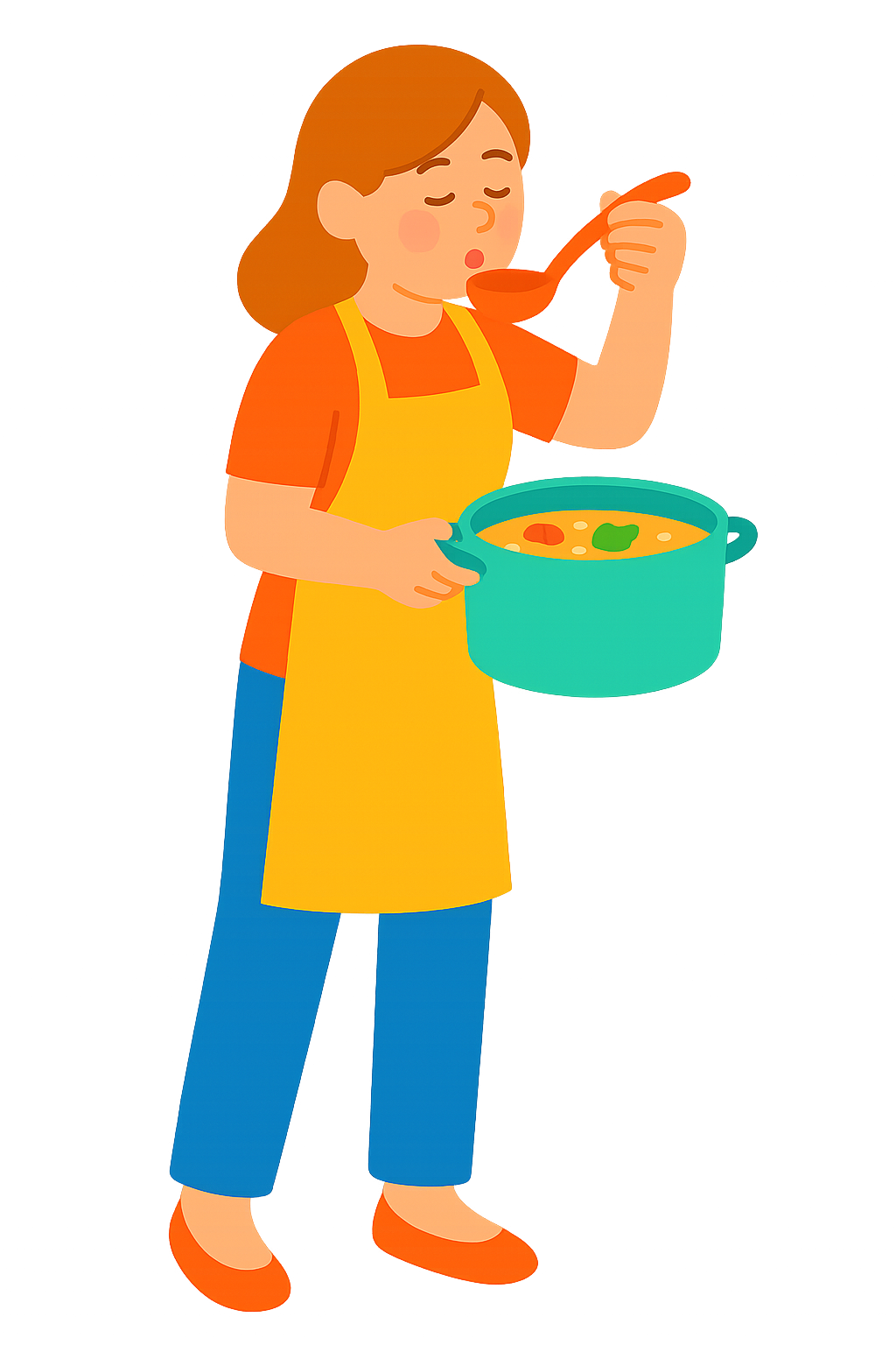 국물 맛보는 모습