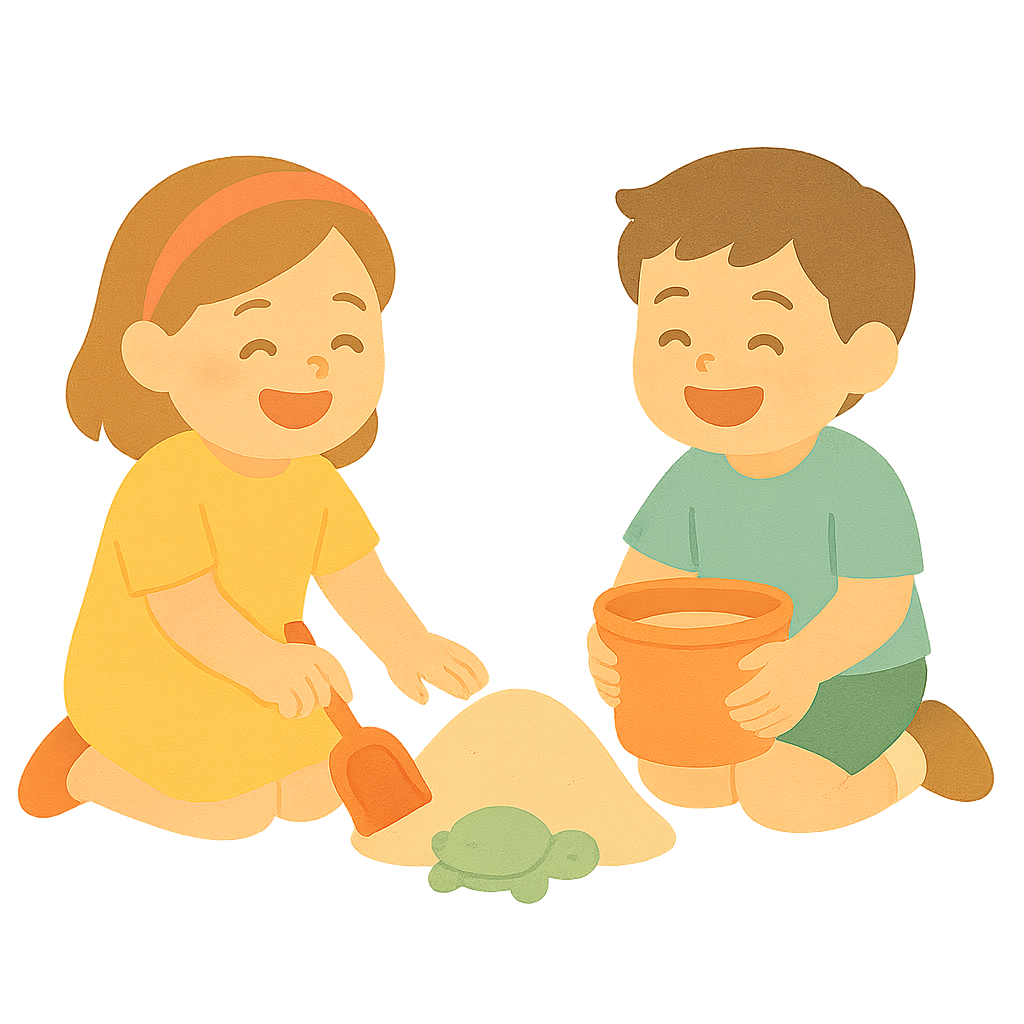 모래놀이하며 즐거워하는모습