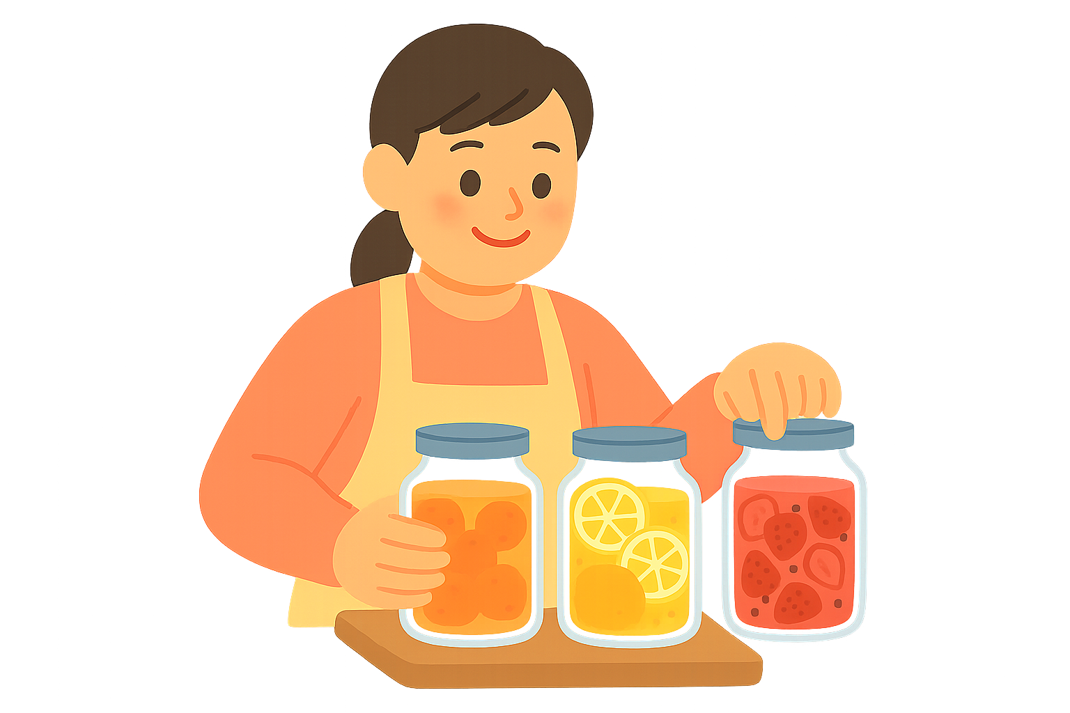 과일청만들어 정리하는 모습