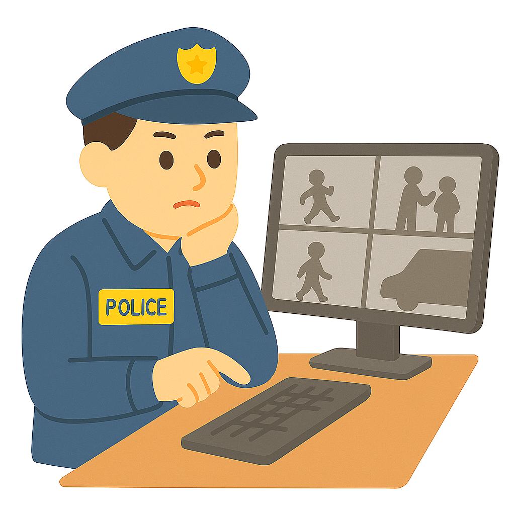 CCTV 화면분석중인 경찰