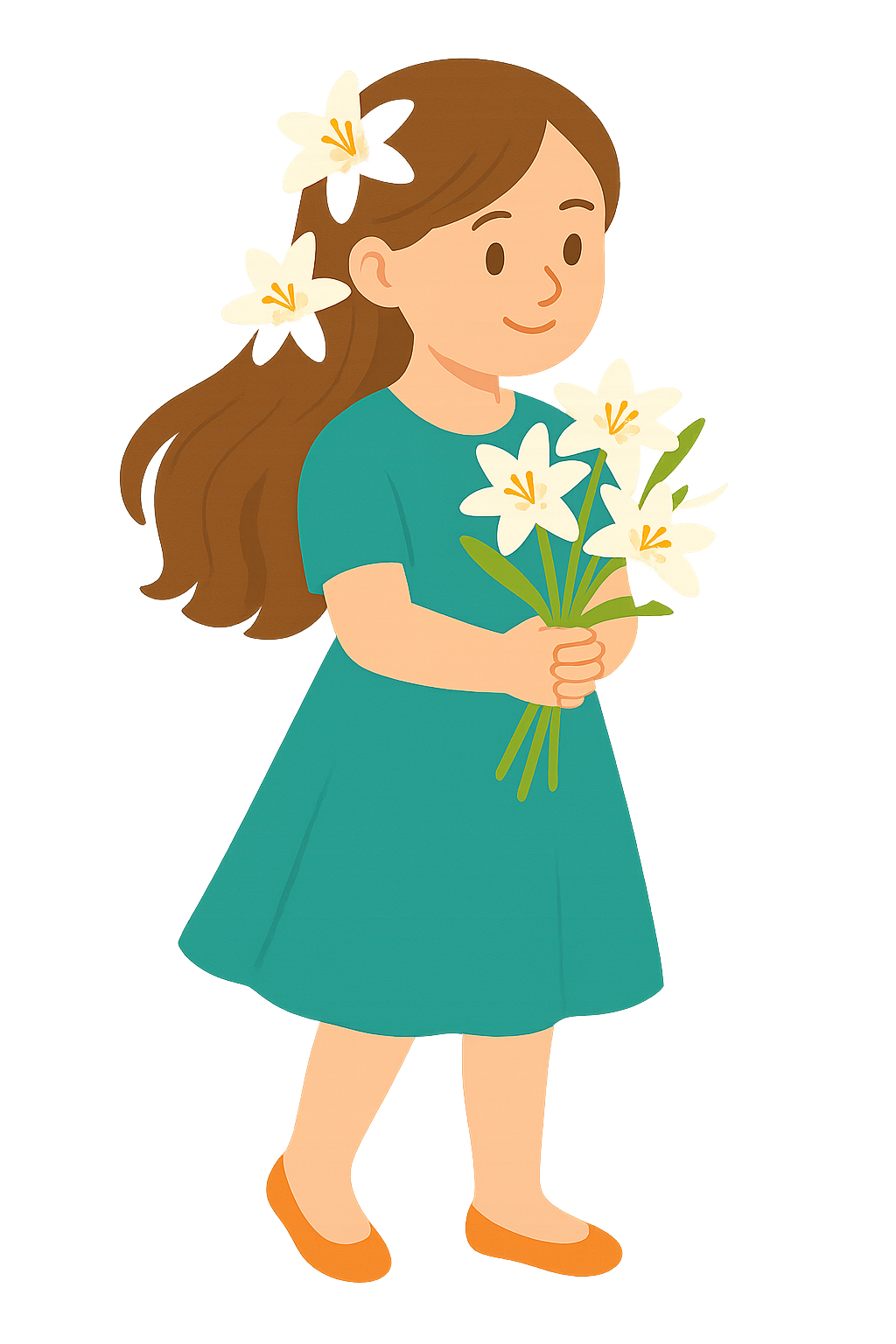 백합꽃으로 장식하는 모습