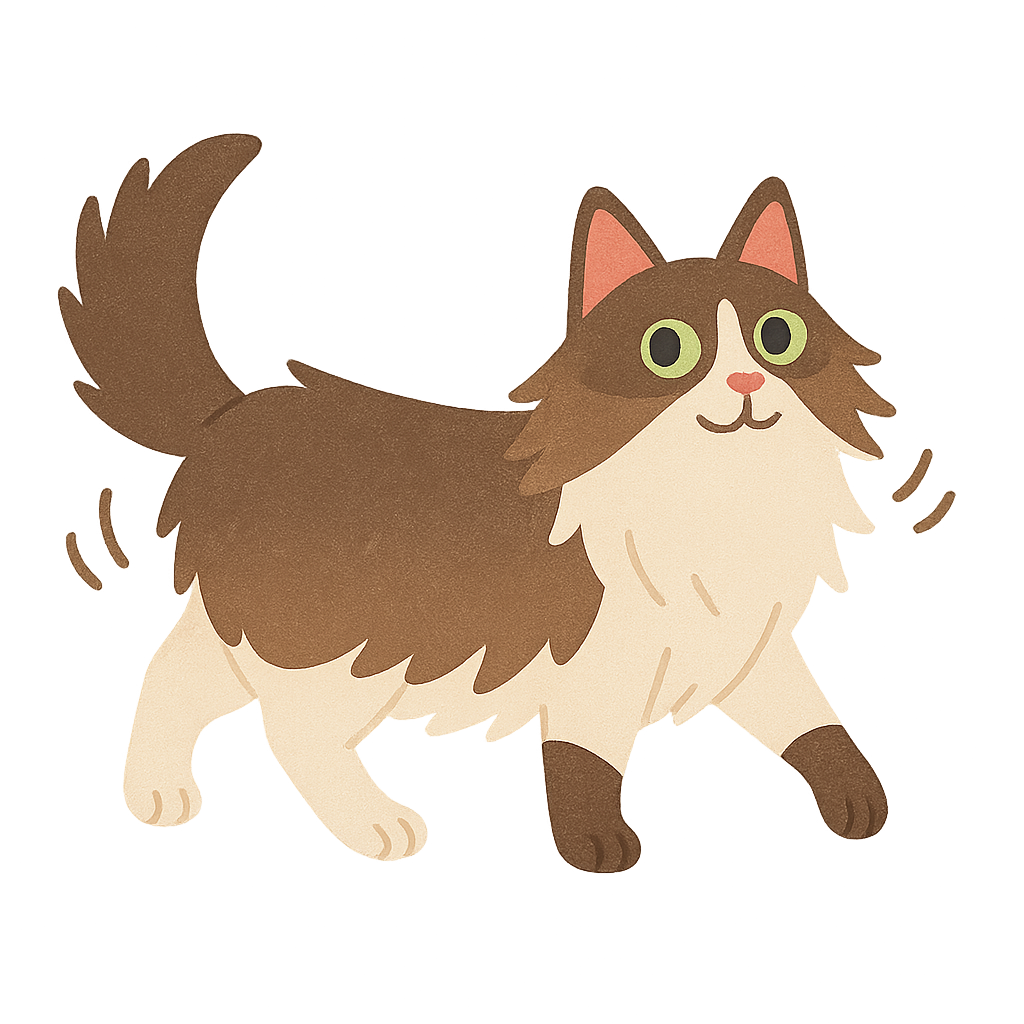 노르웨이숲고양이가 털흔들며걷기