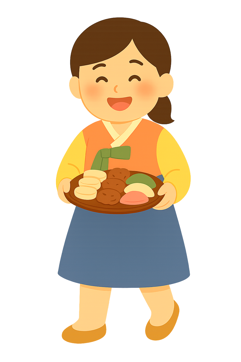 다과들고 걸어가는모습