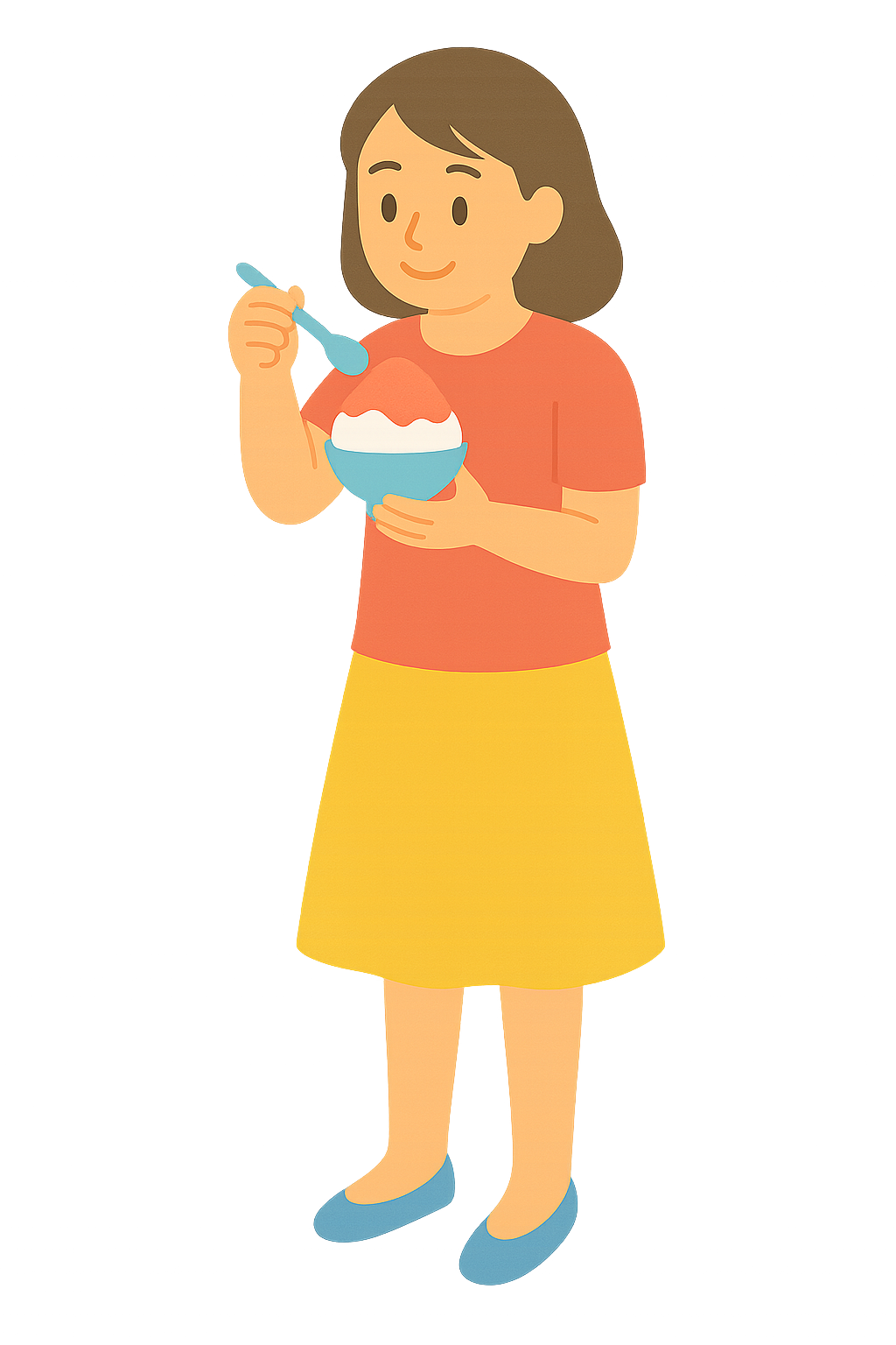 빙수를 먹는모습