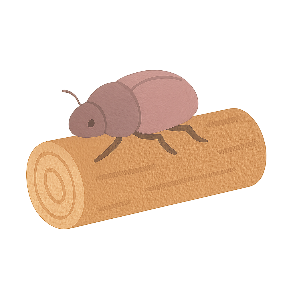 나무토막위를 기어가는 딱정벌레