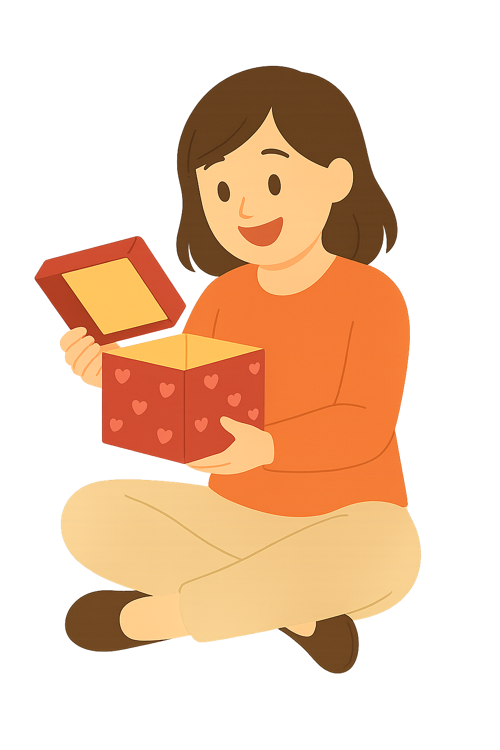 선물상자를 기쁘게 여는 모습