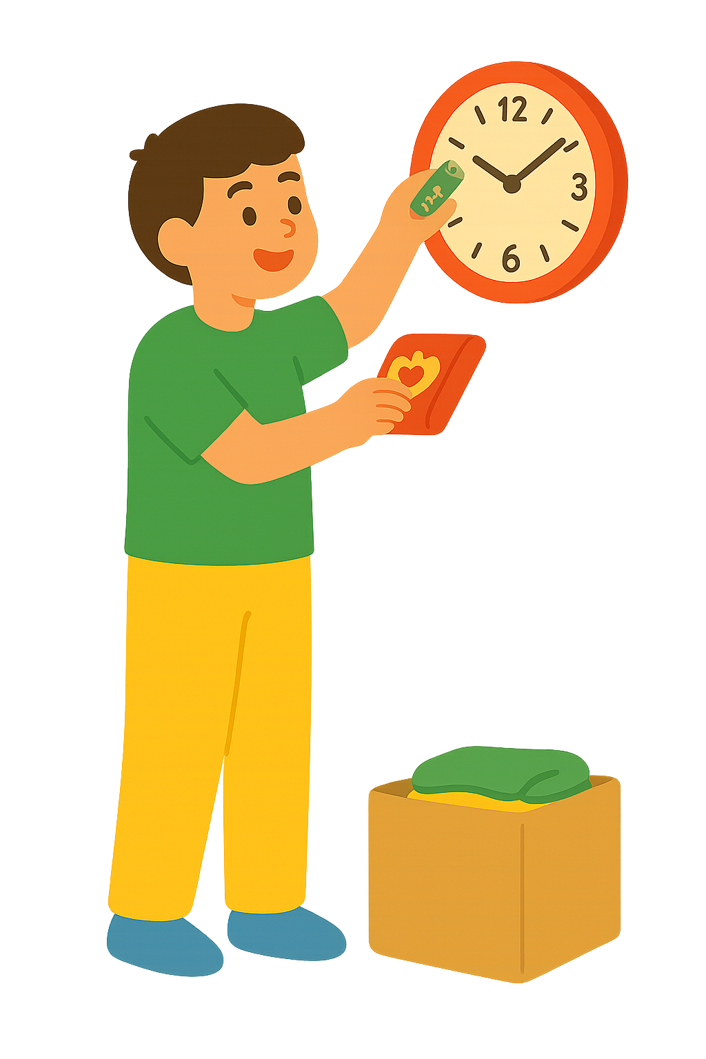 벽시계 건전지교체하는 모습