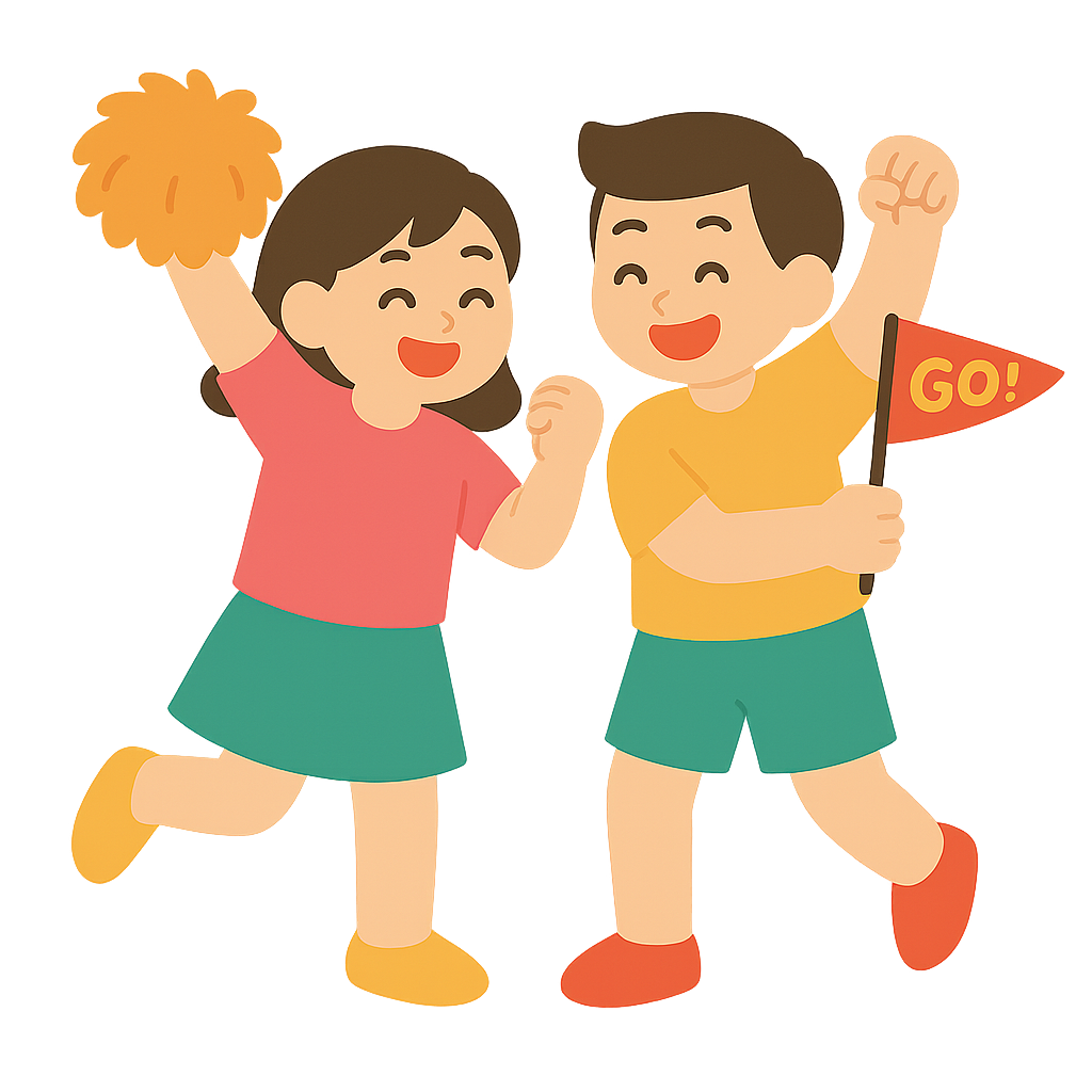 친구와함께 축제응원하는모습