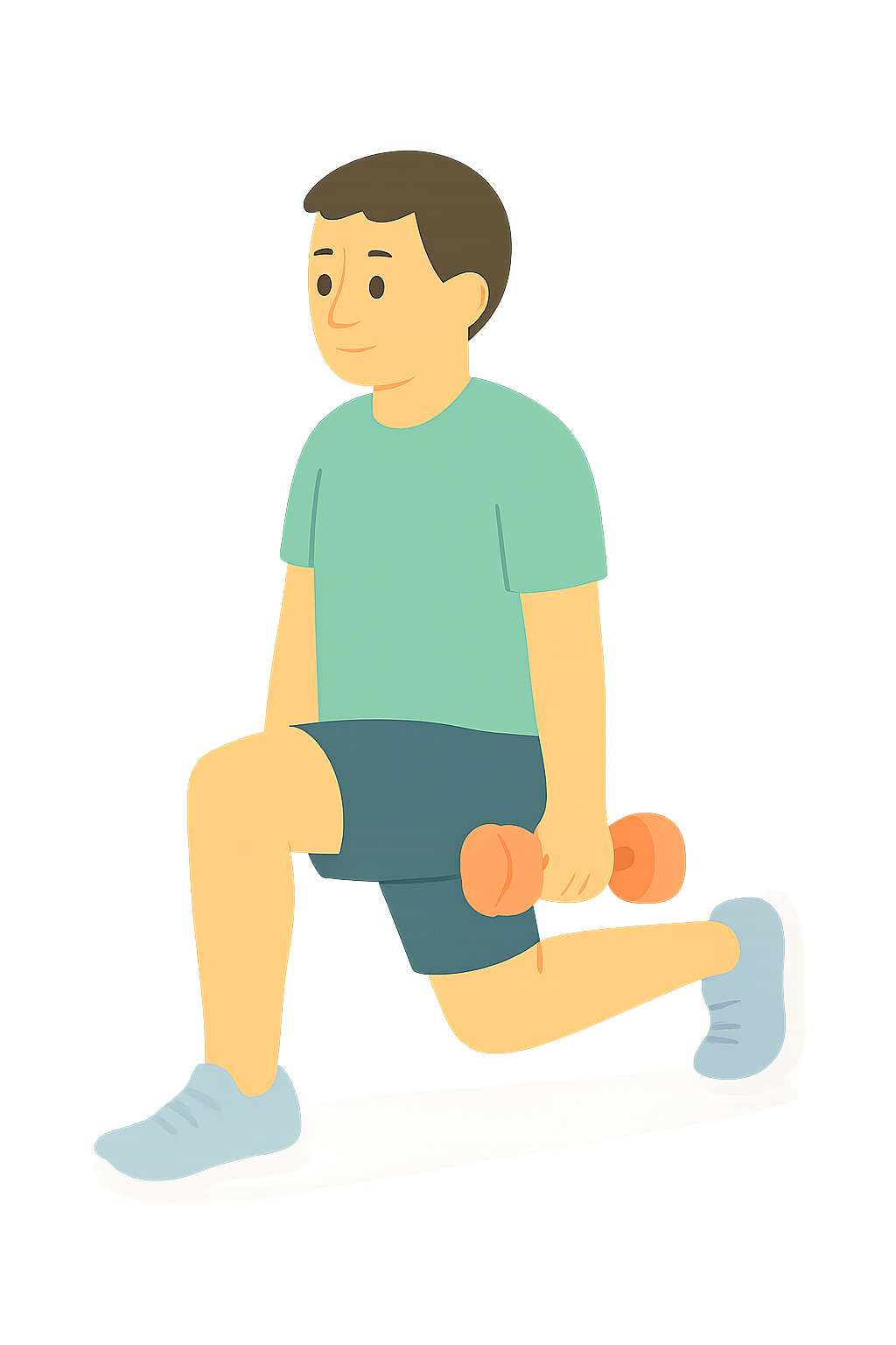 덤벨을 들고 런지하는 모습