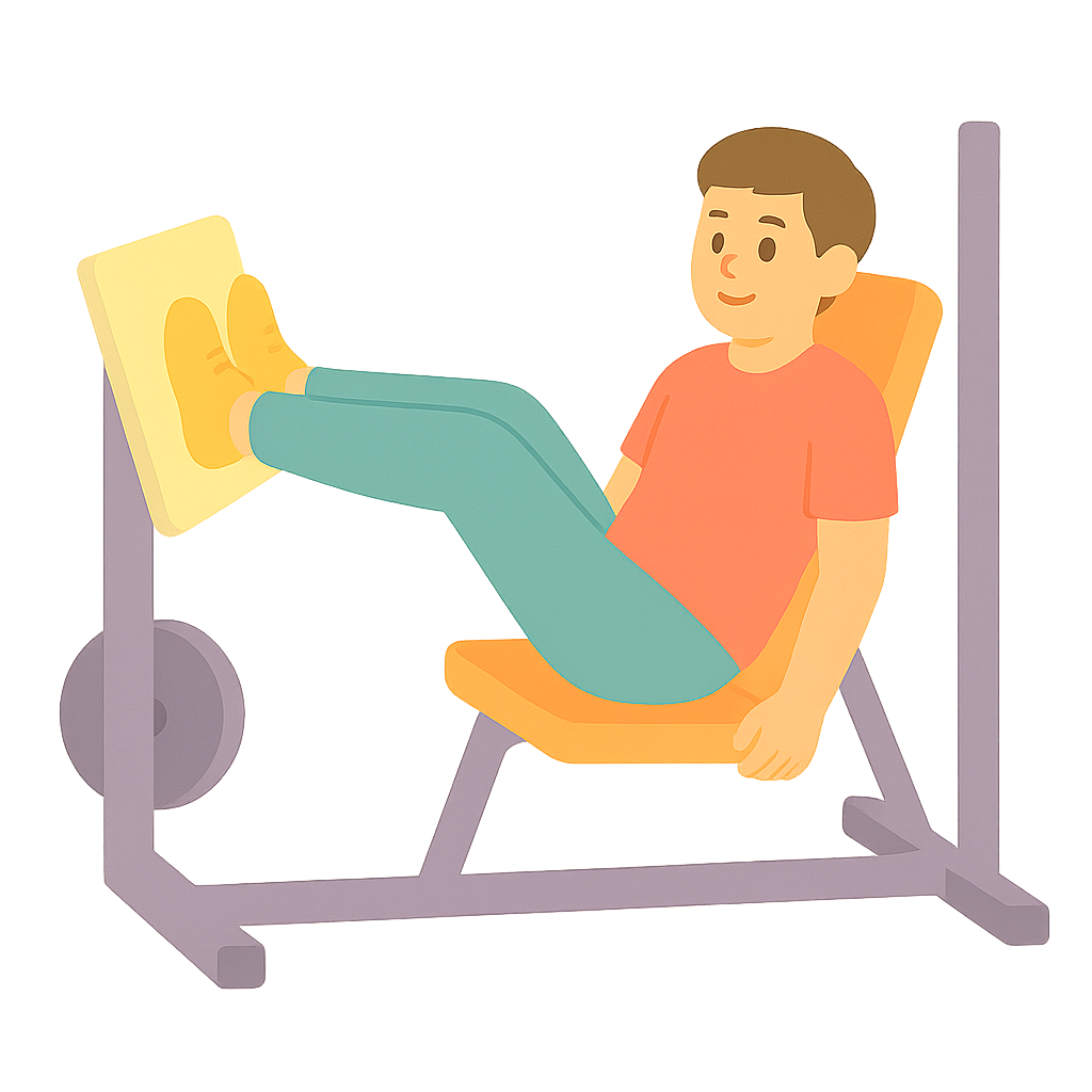 레그프레스기구 사용하는 모습