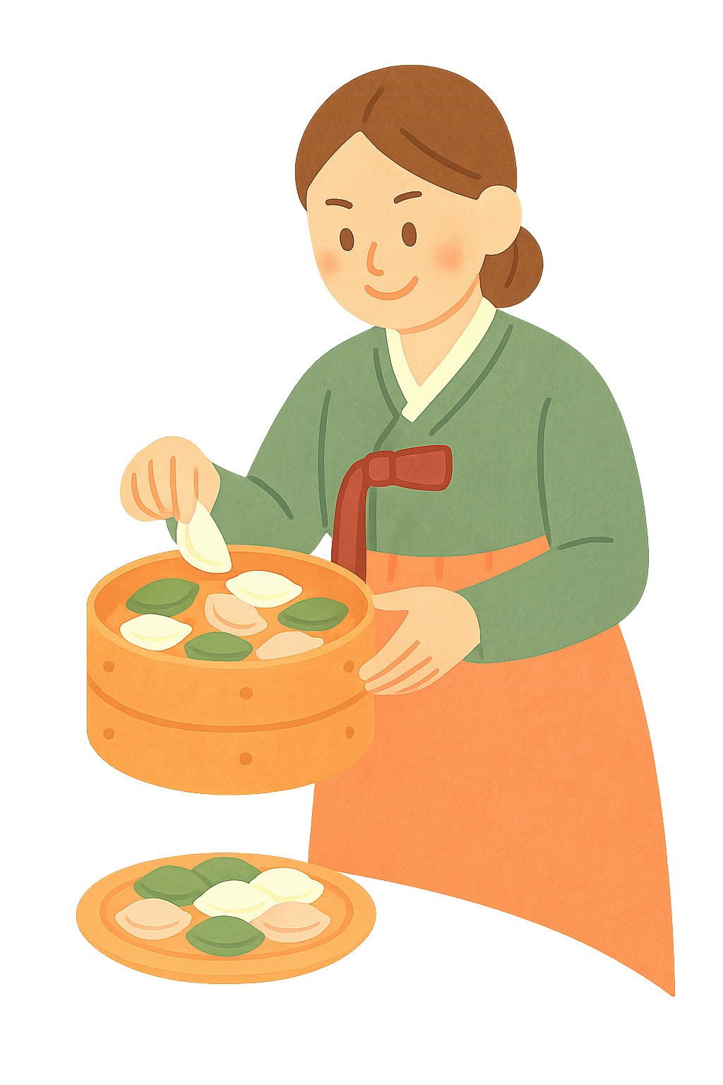 송편을 찜기에 담는 모습