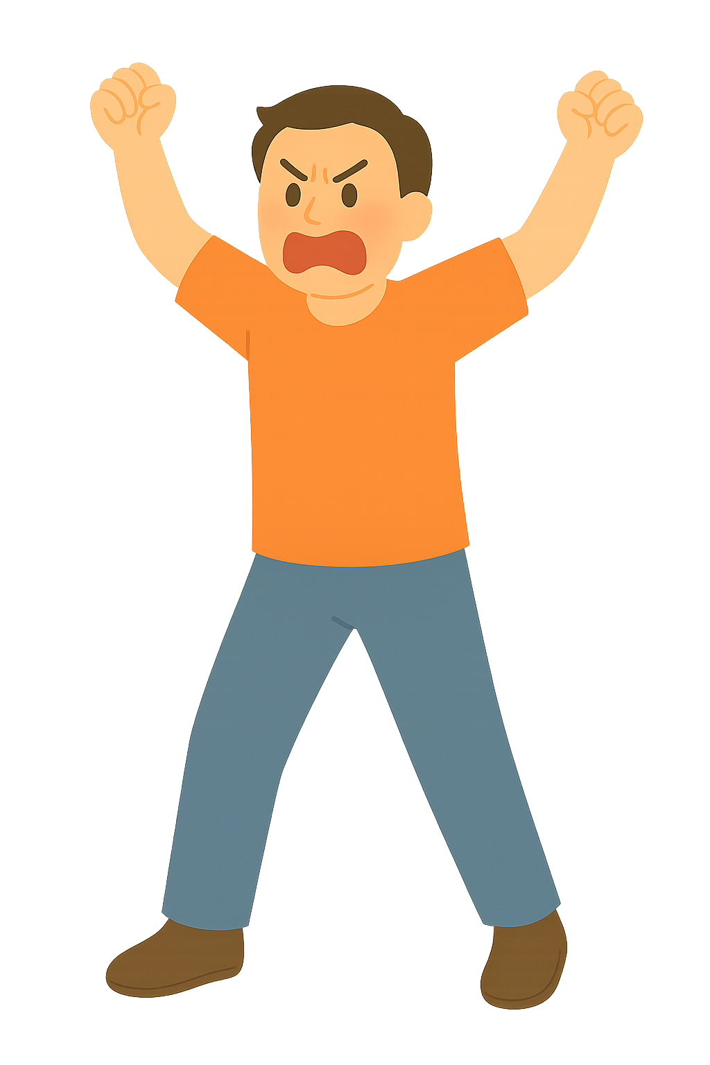 분노하며 팔을 흔드는 모습