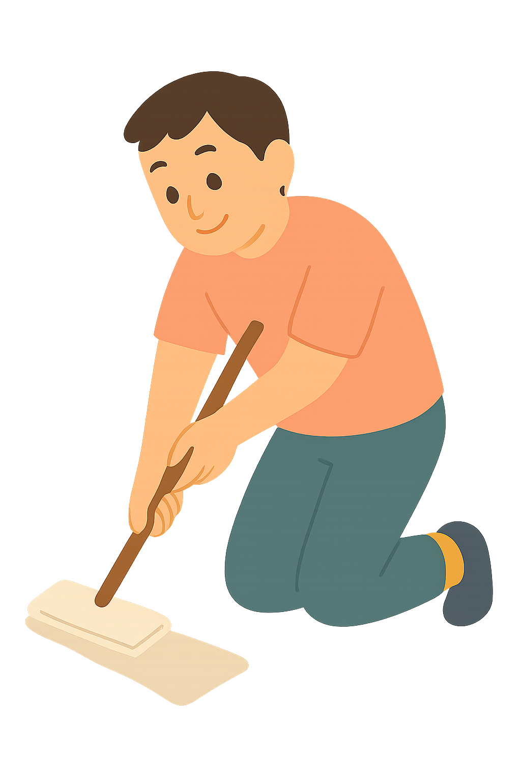 걸레로 바닥닦는 모습