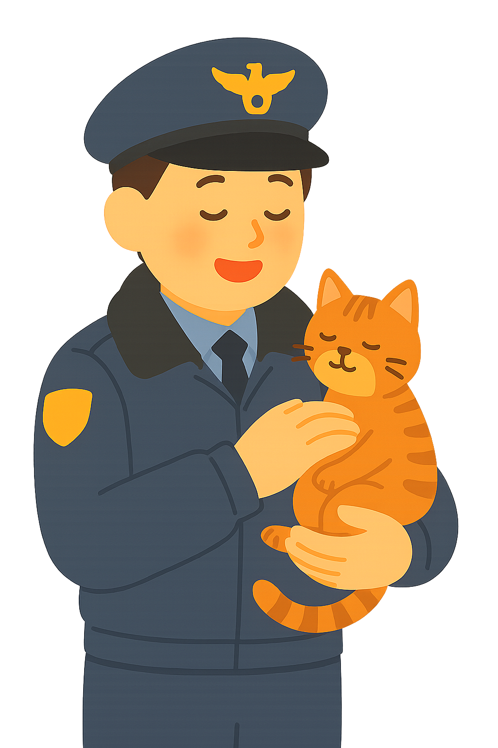 동물구조후 안심시키는 경찰