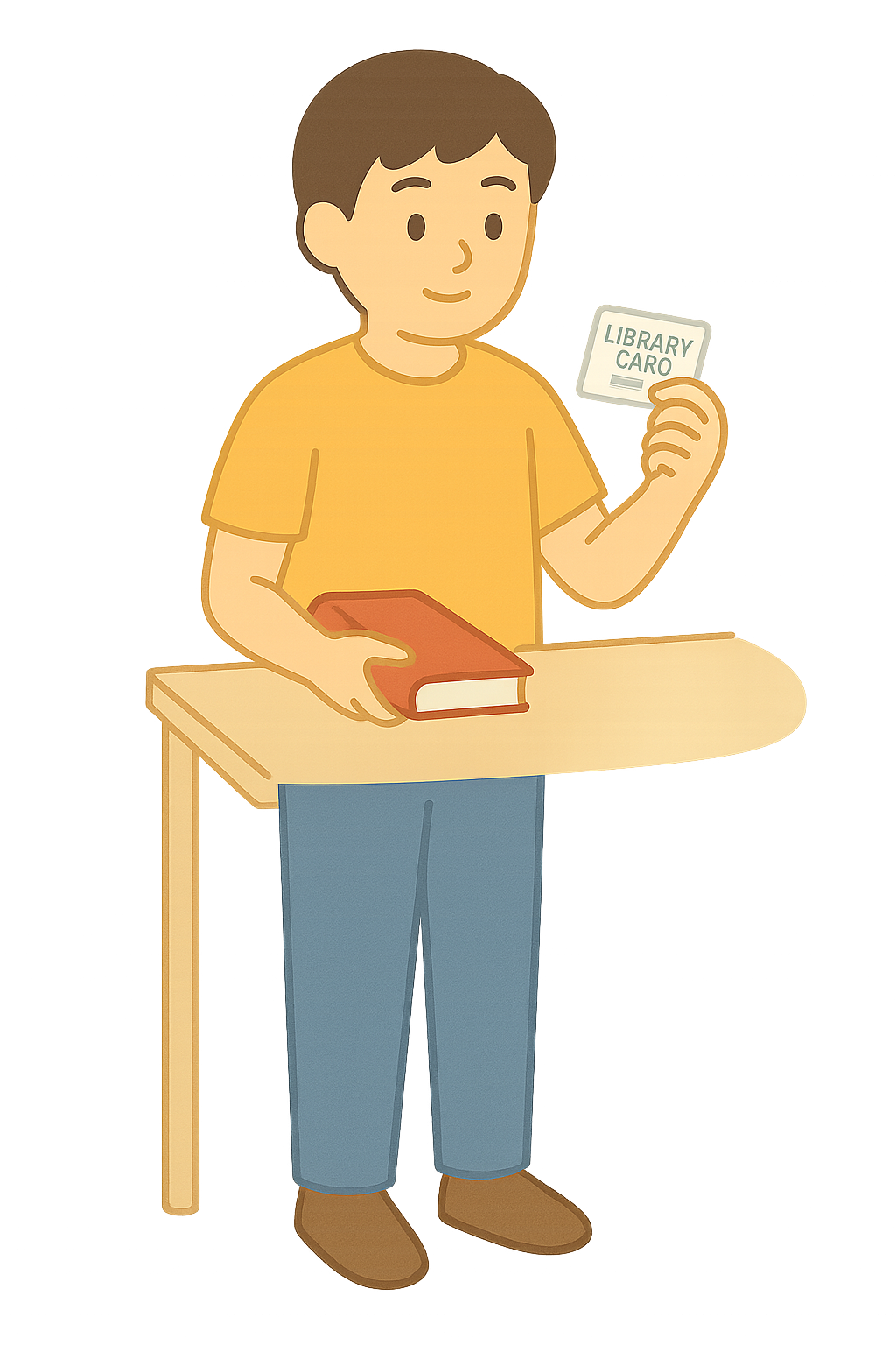 도서관 카드로 책대출하는 모습