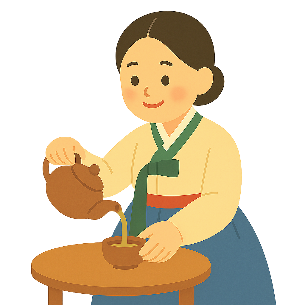 찻잔에 차 따르는 모습