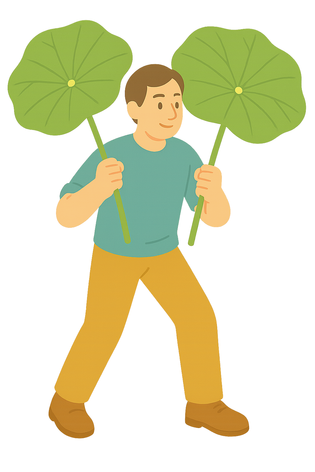 연잎 두장으로 햇살가리는 모습