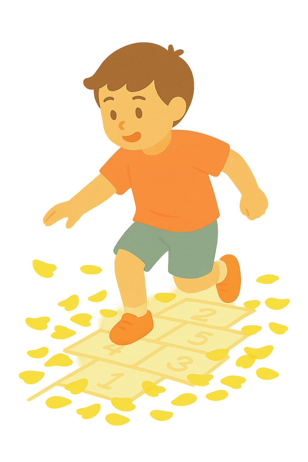 꽃잎위에서 사방치기하는 모습