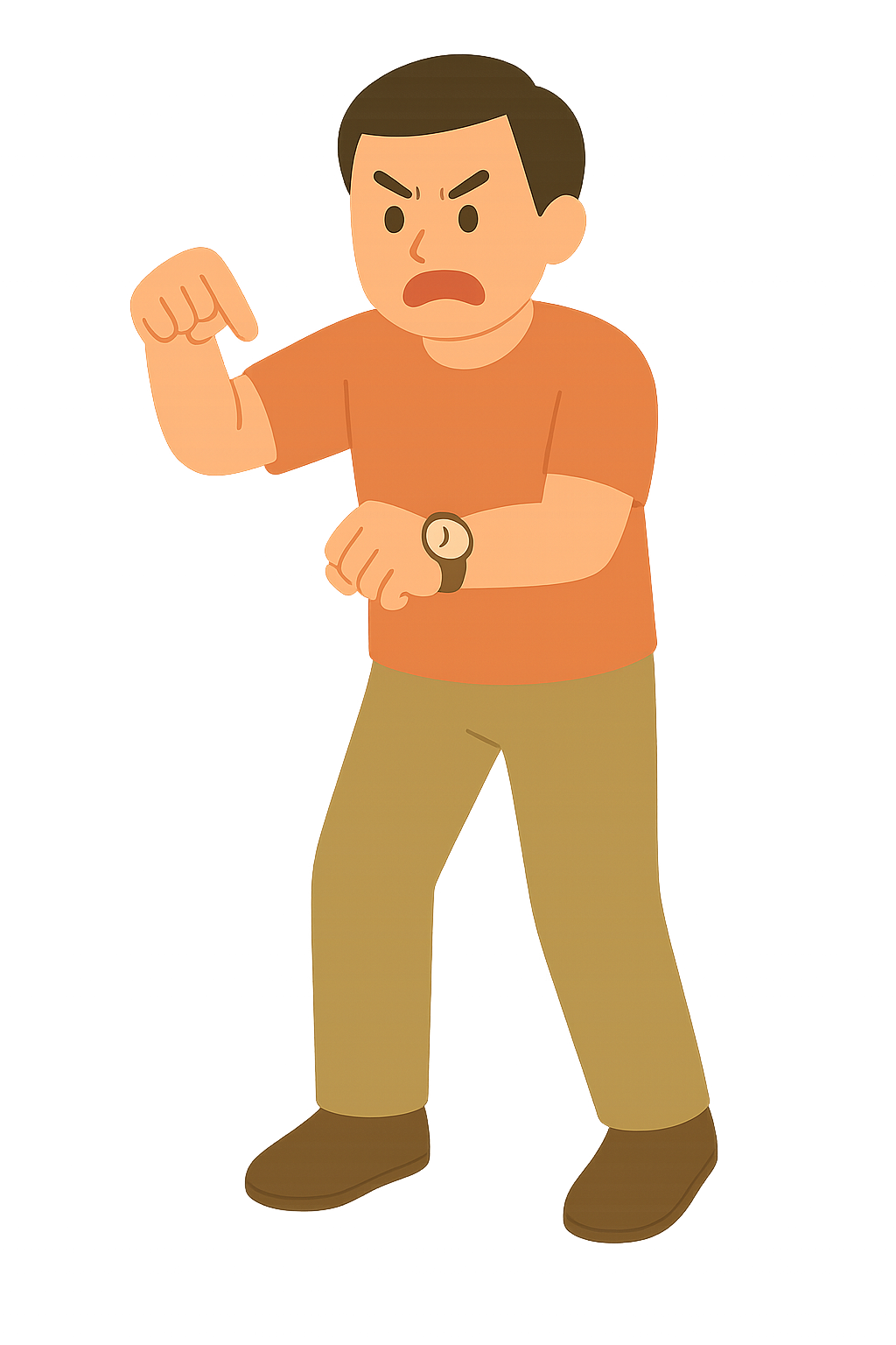 시계를 가리키며 화내는모습