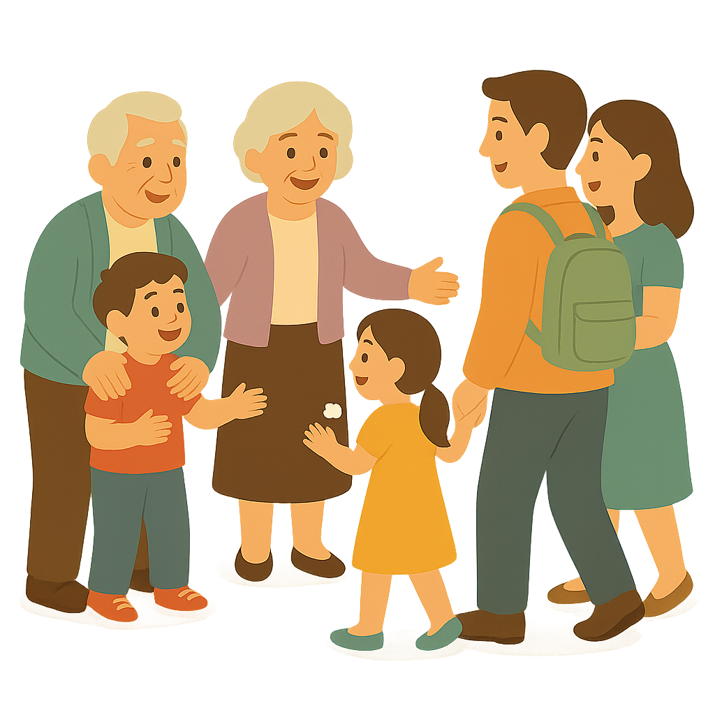 할머니 할아버지를 방문한 모습