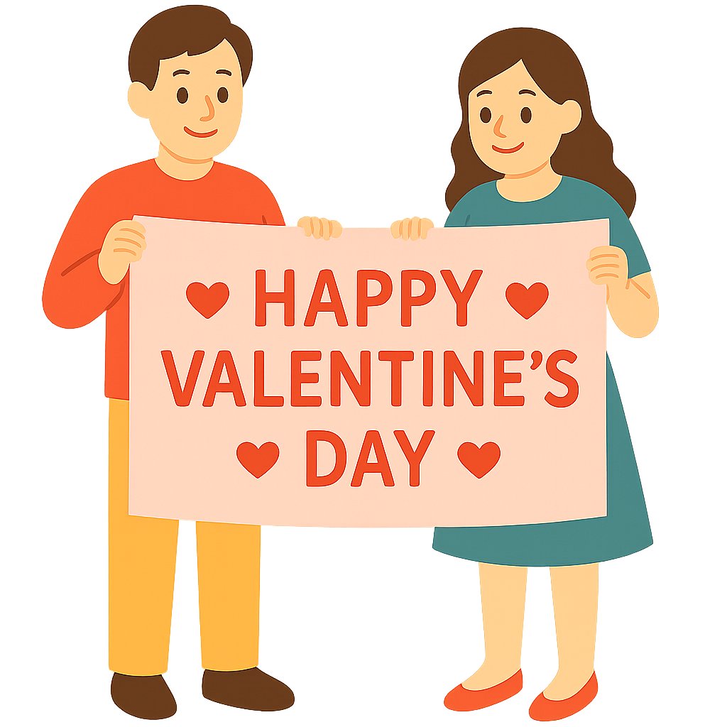 배너들고 사진찍는 커플