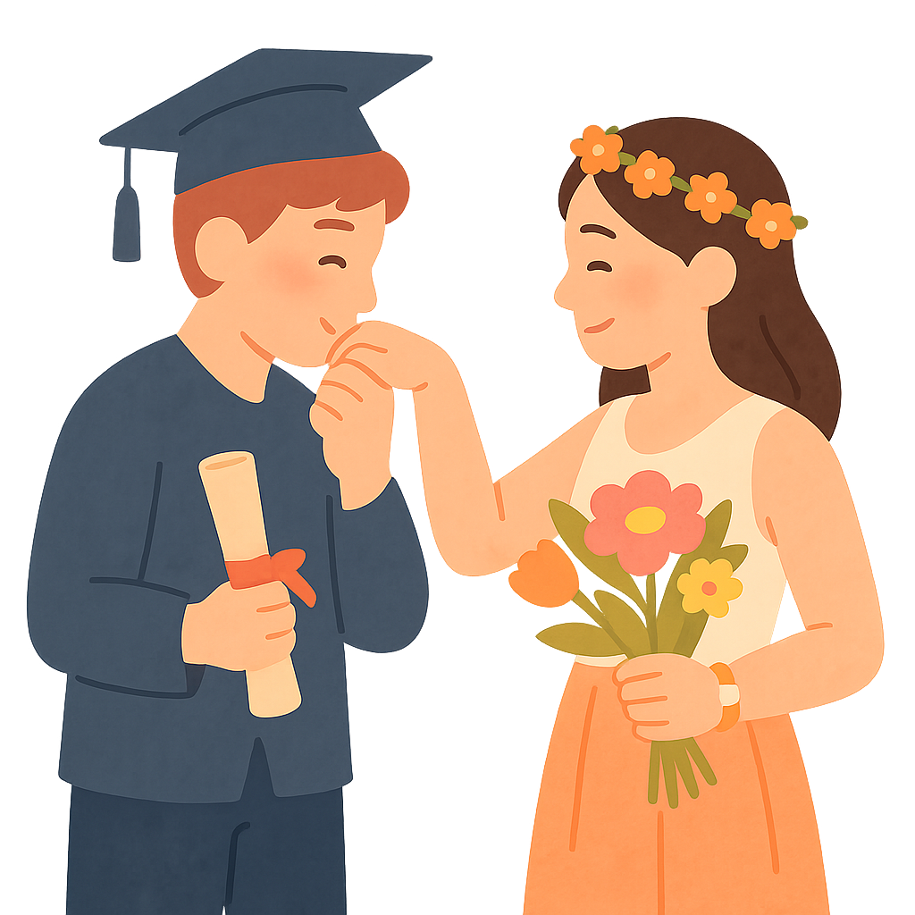 여자친구에게 손키스하는 모습