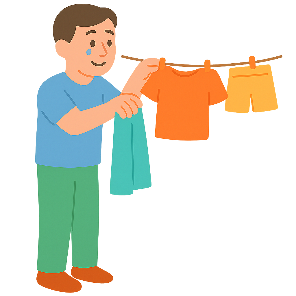 빨래를 널고있는 모습