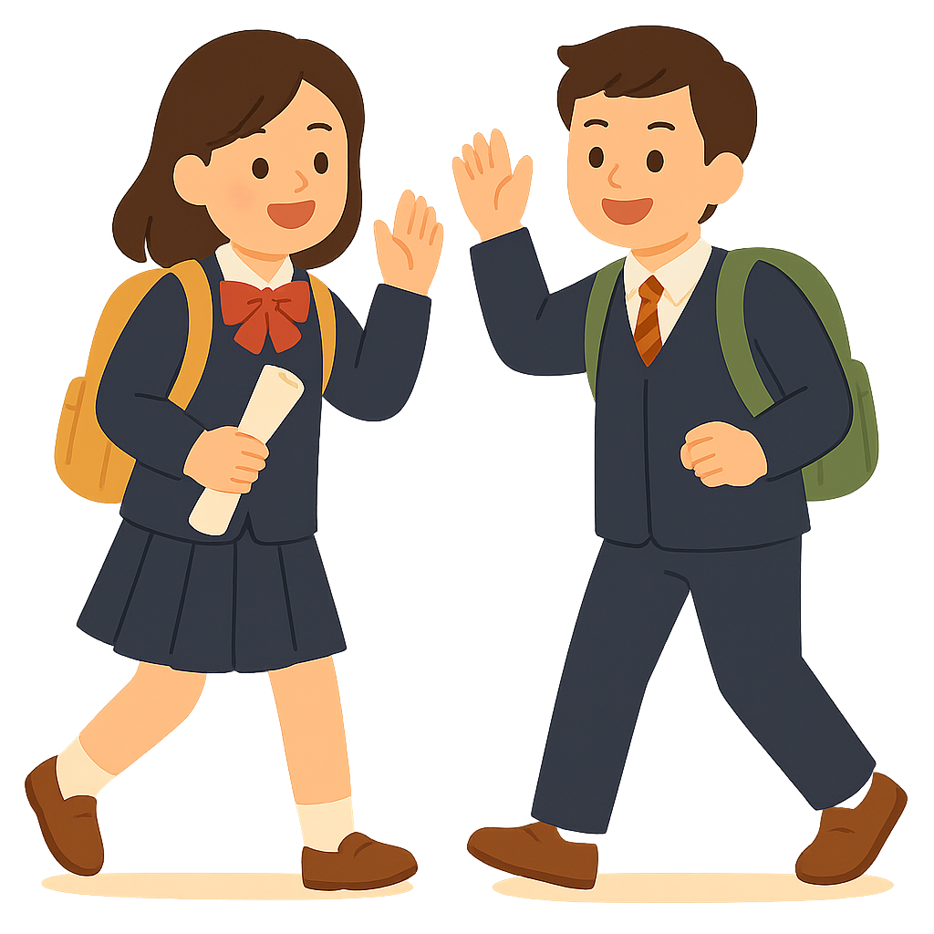 책가방메고 등교하는모습