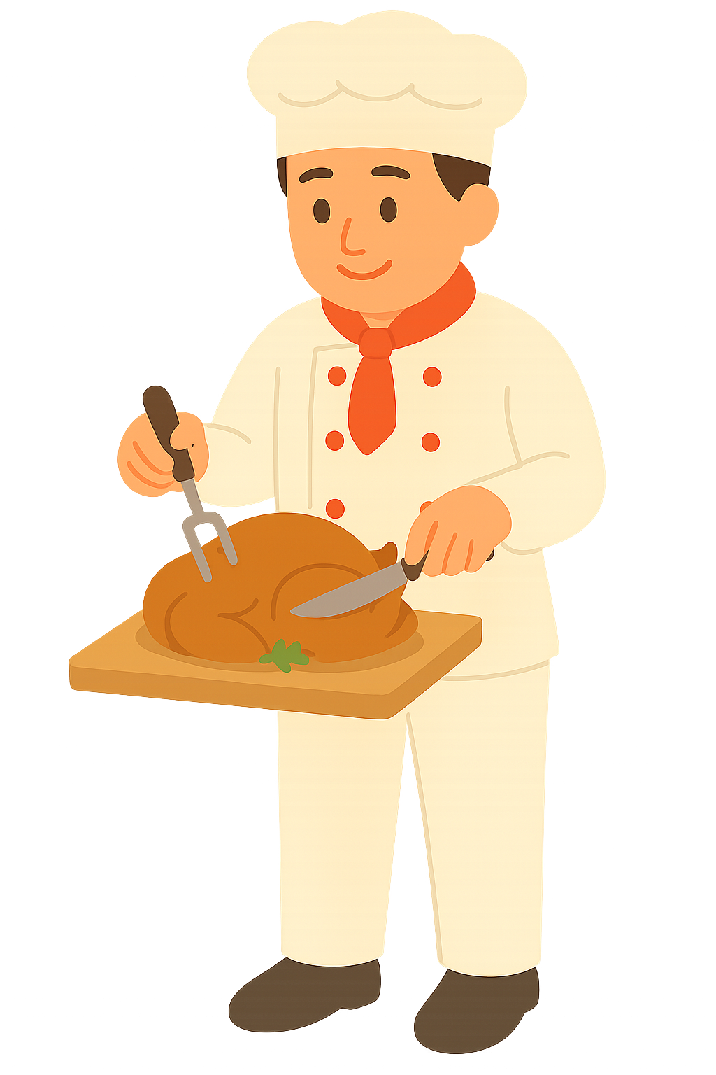 칠면조를 자르는 요리사