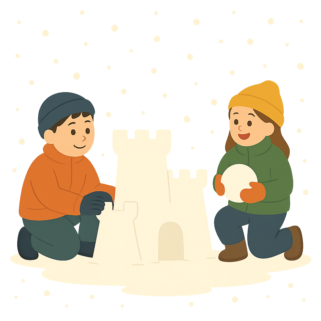 눈으로 성을 쌓는아이들