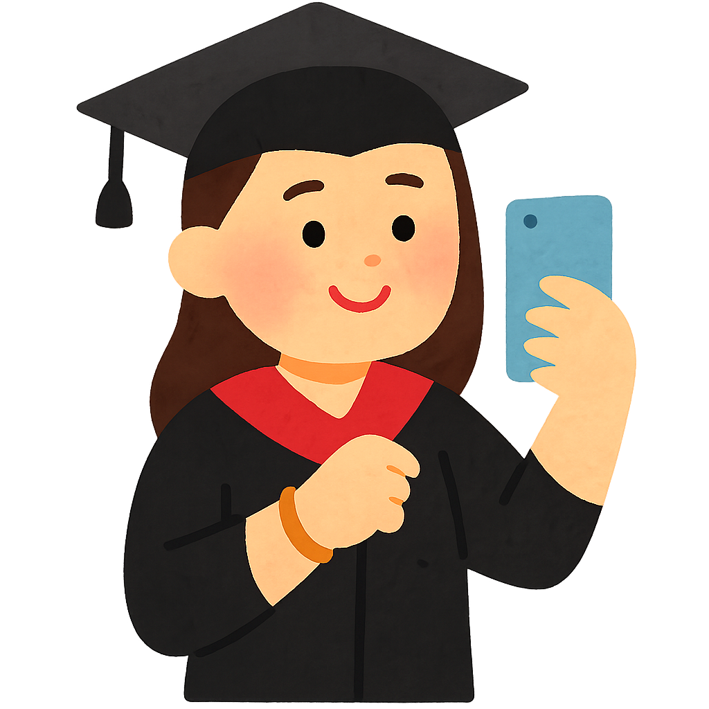 졸업가운입고 셀카찍는 모습