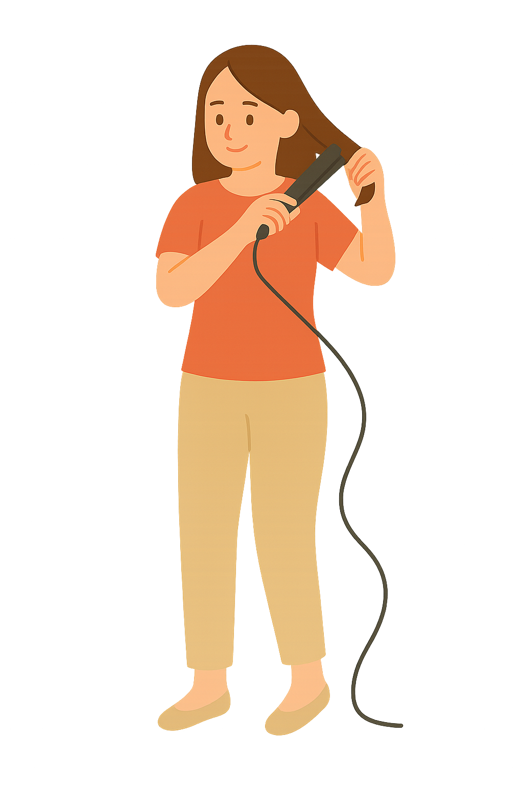 고데기로 머리펴는 장면