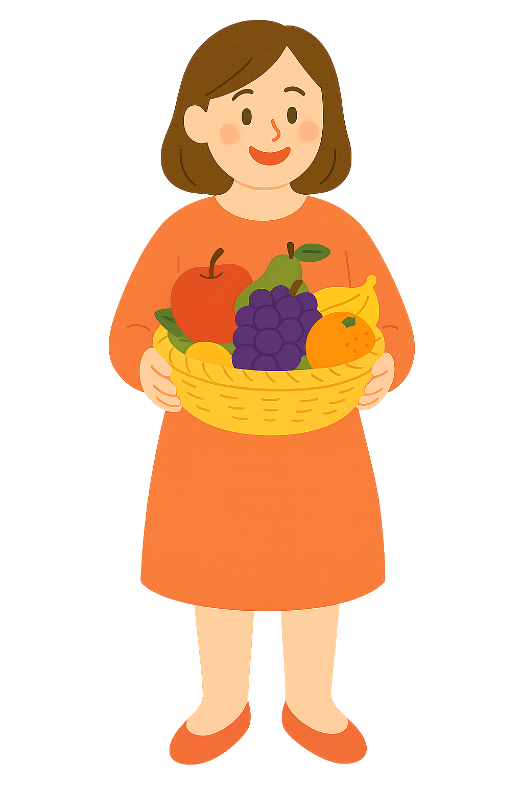 과일바구니들고있는 장면