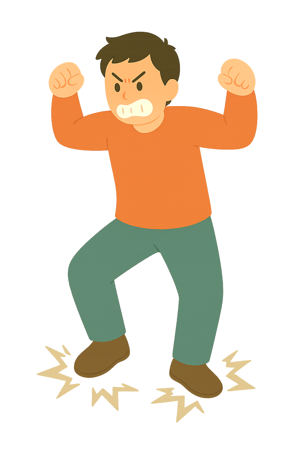 양발로 화내며 구르는 모습