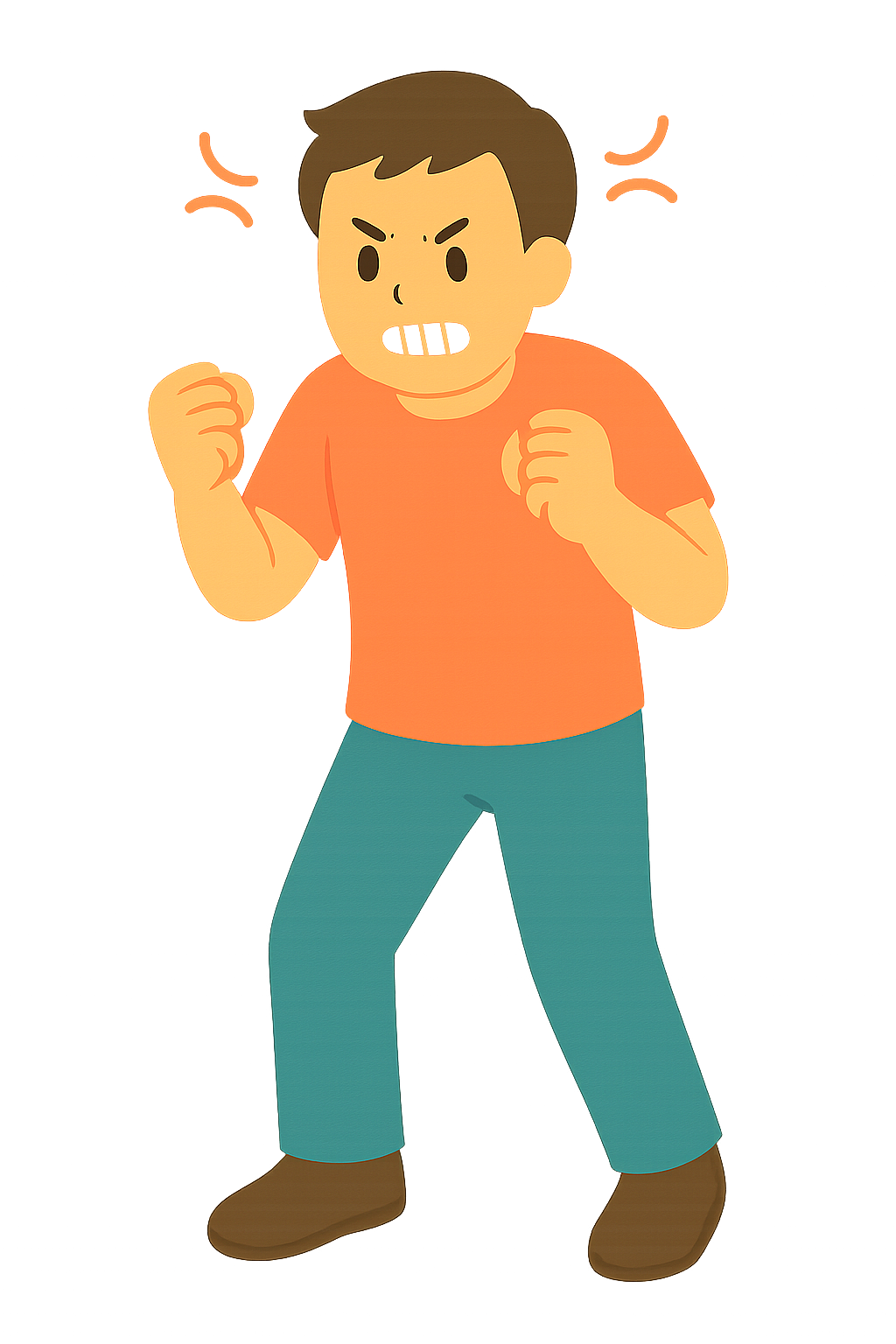 분노하며 주먹을 쥐고있는 모습