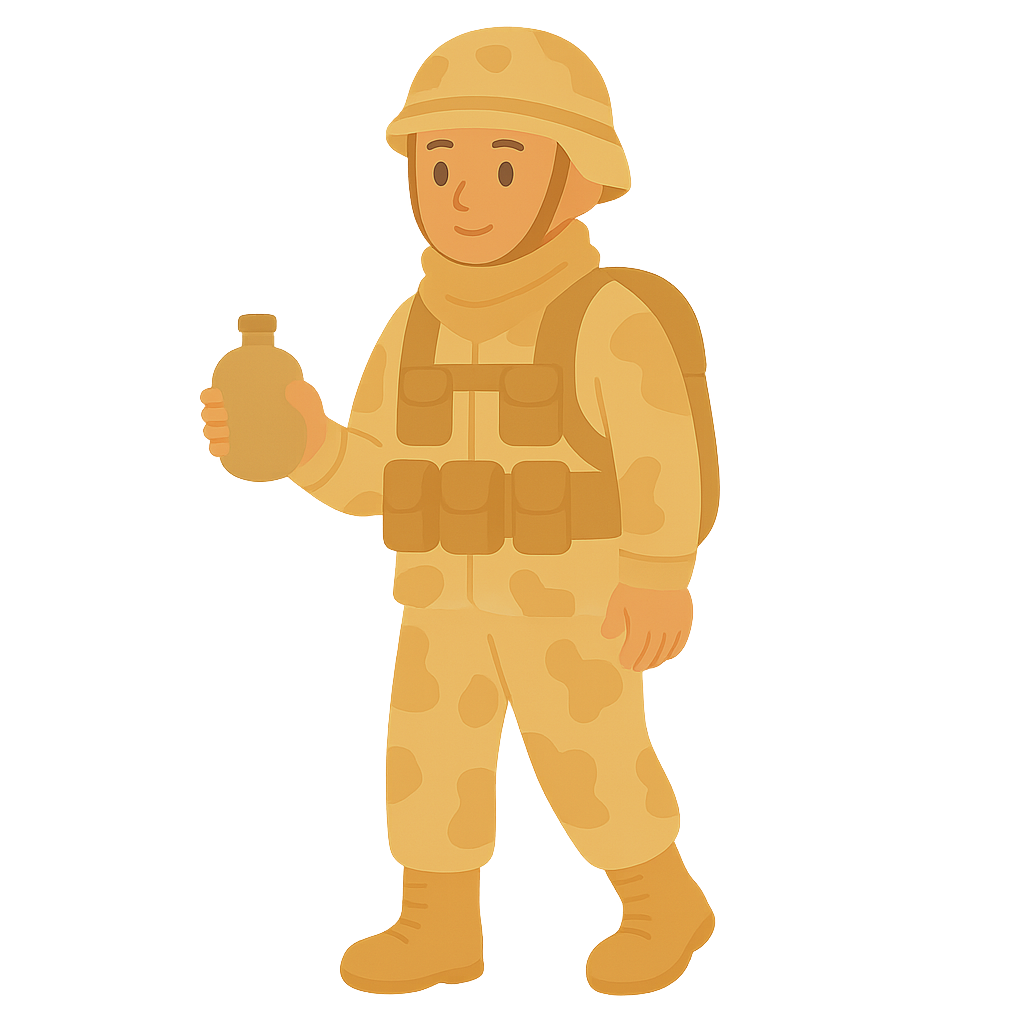 물통을 들고있는 사막순찰병