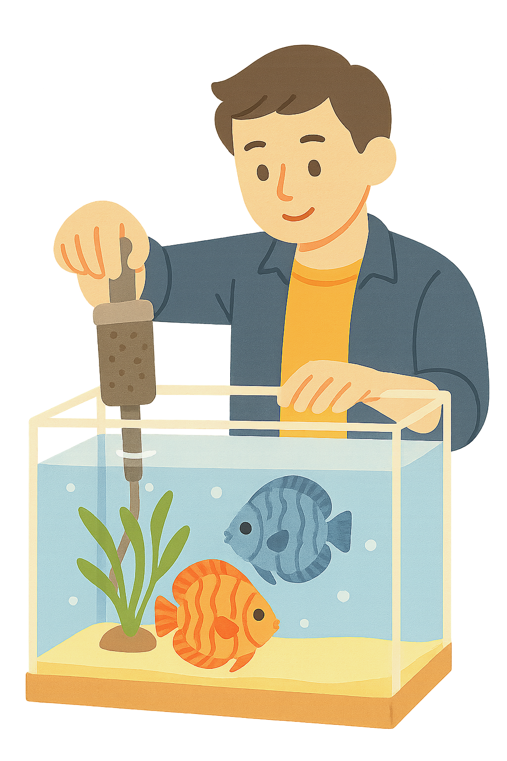 디스커스물고기 어항에 필터청소하기