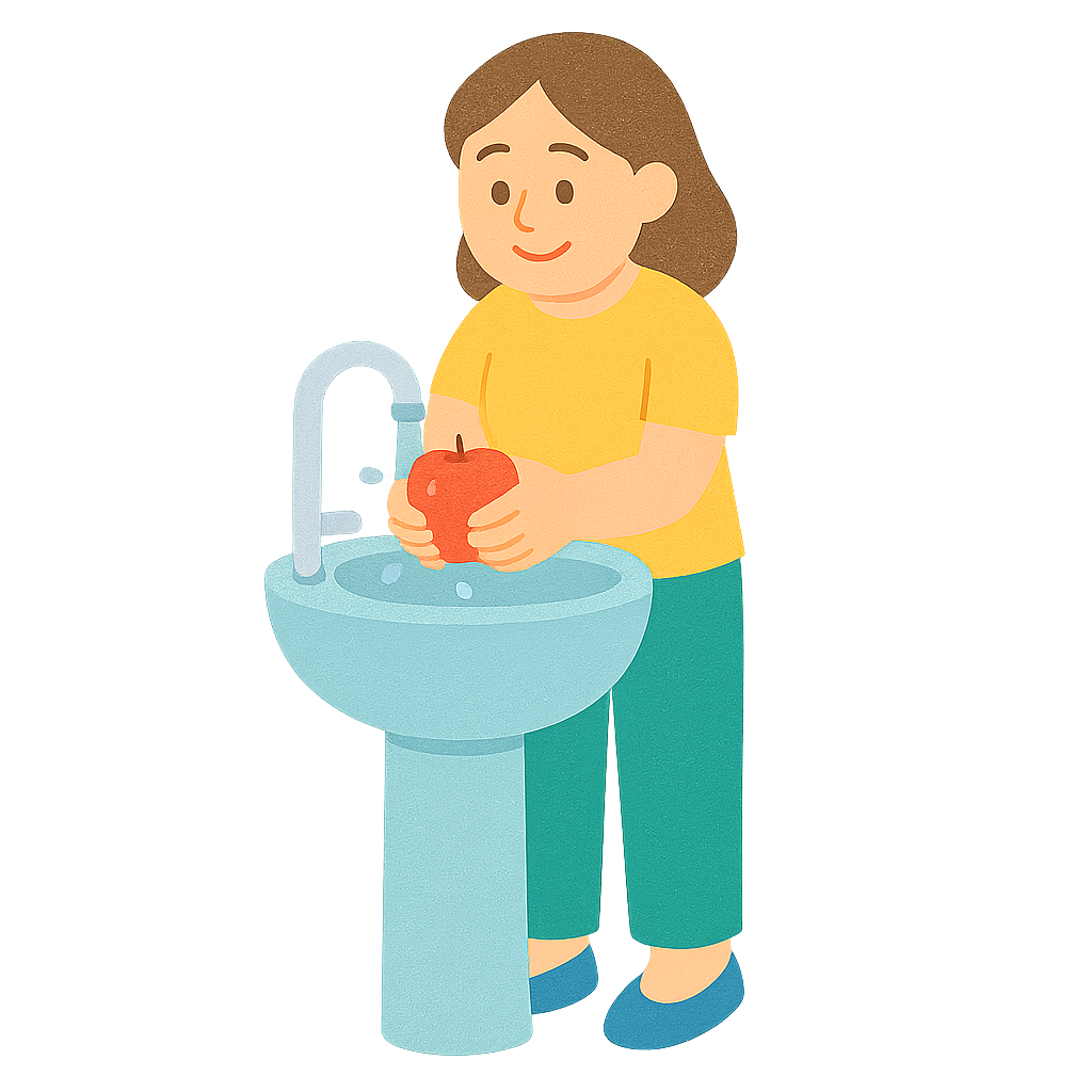 사과를 씻고있는 모습