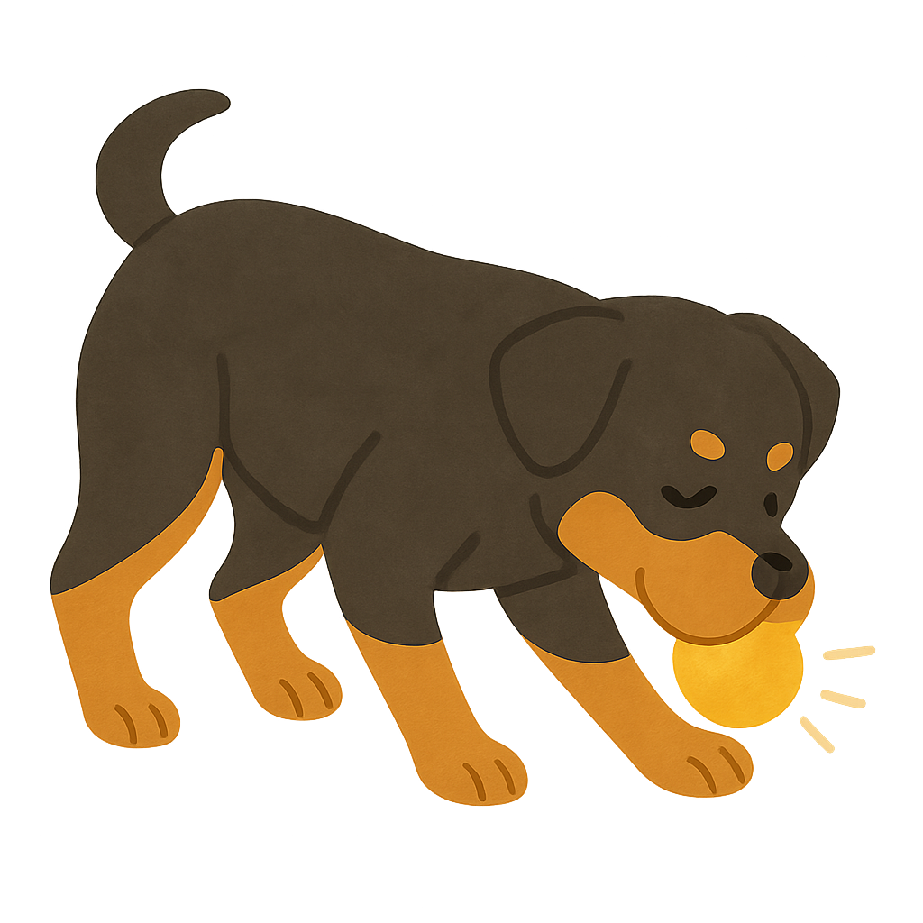 로트와일러가 공놀이하는 모습