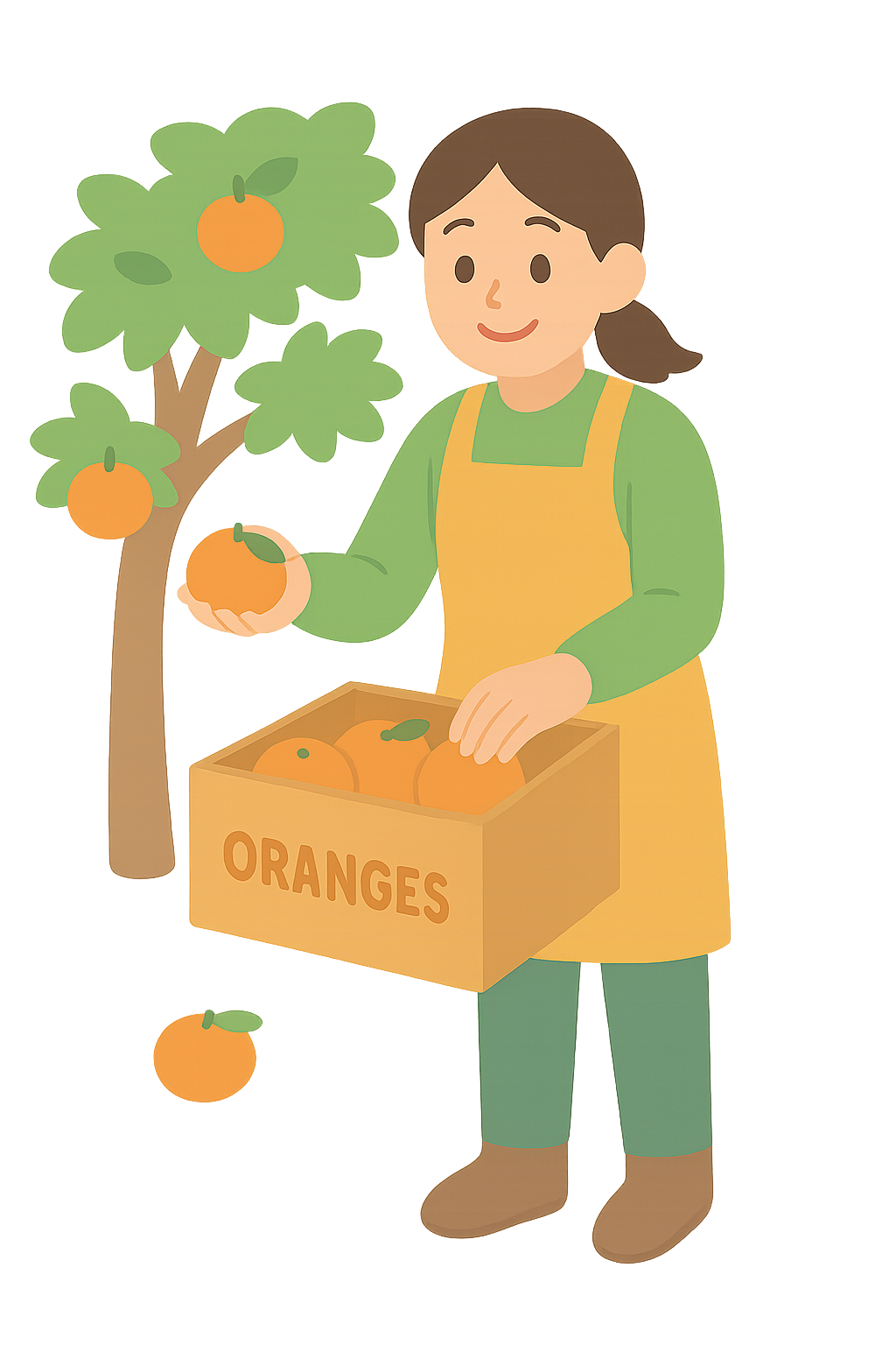 귤을 따서 상자에 포장하는 모습