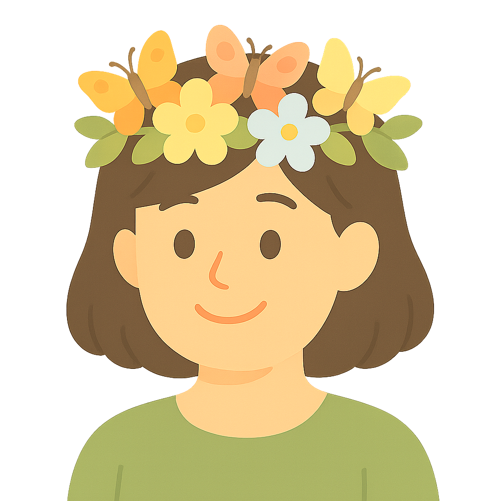 꽃왕관을 쓰고있는 모습