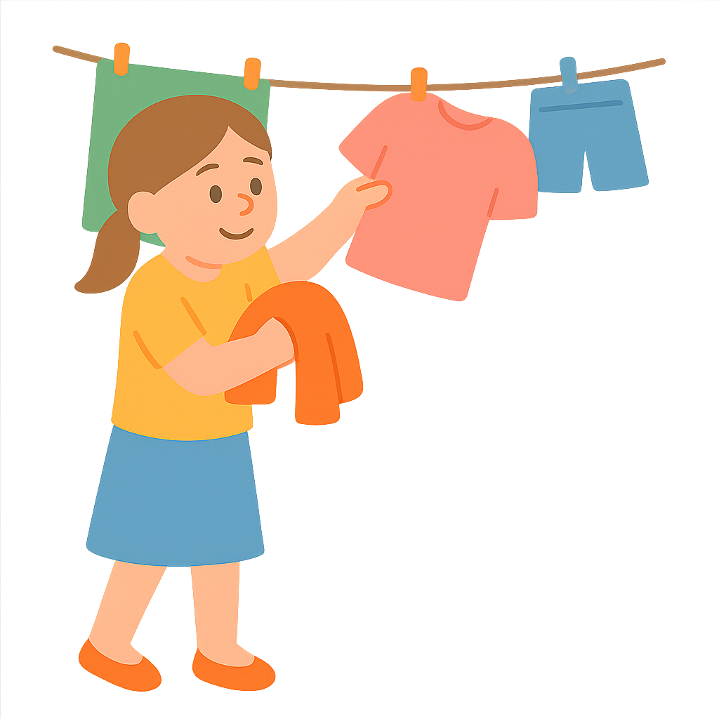 빨래 걷는 모습