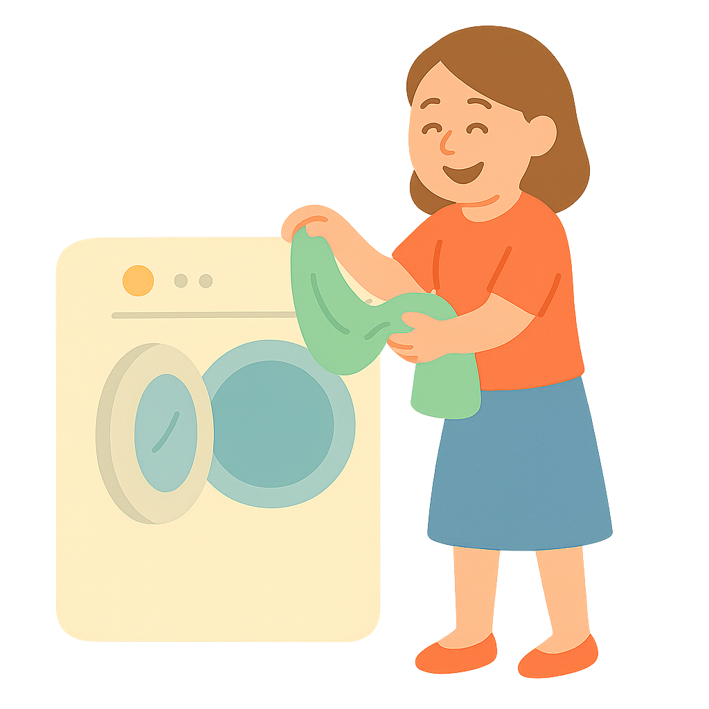 건조기에서 수건꺼내는모습