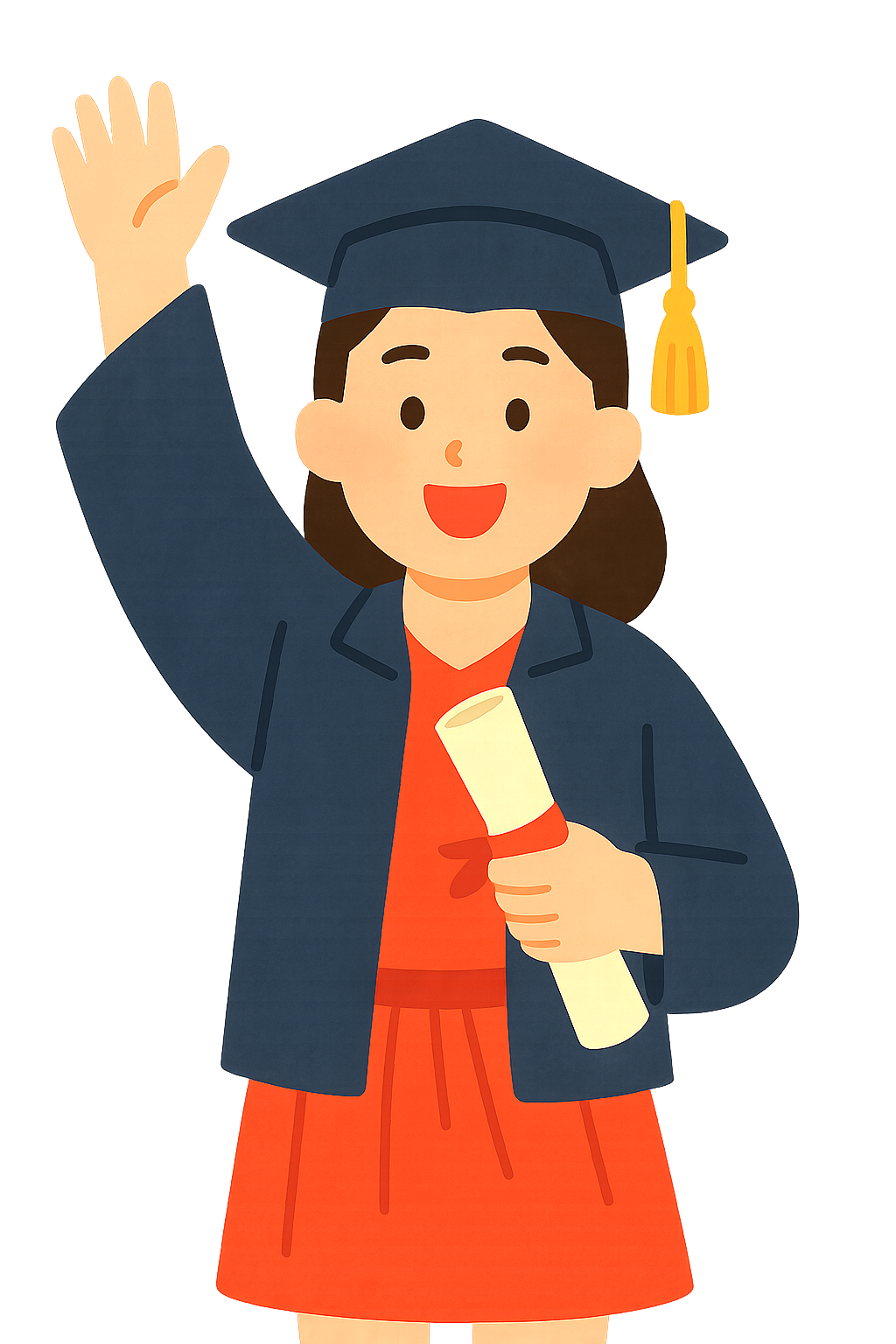 졸업장손에들고 손흔드는 모습