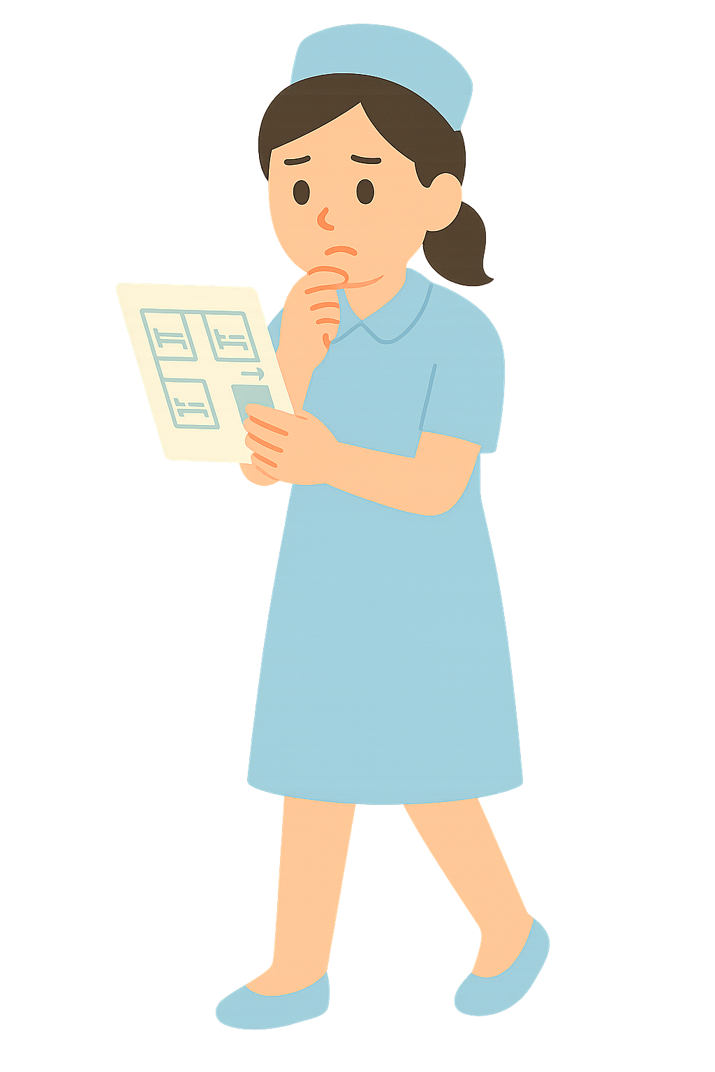 병실배치도를 보고있는모습