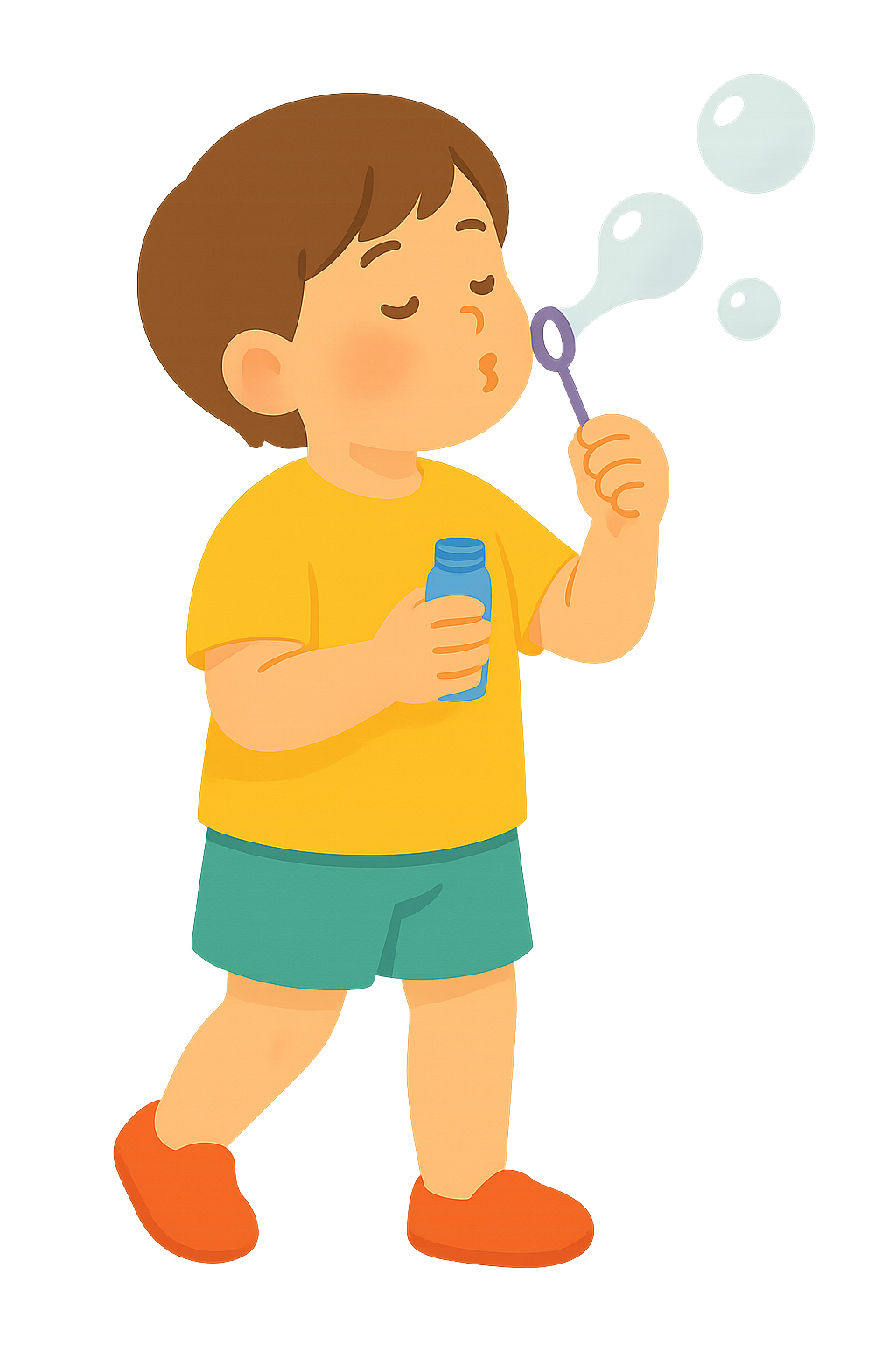 비눗방울을 부는 아이