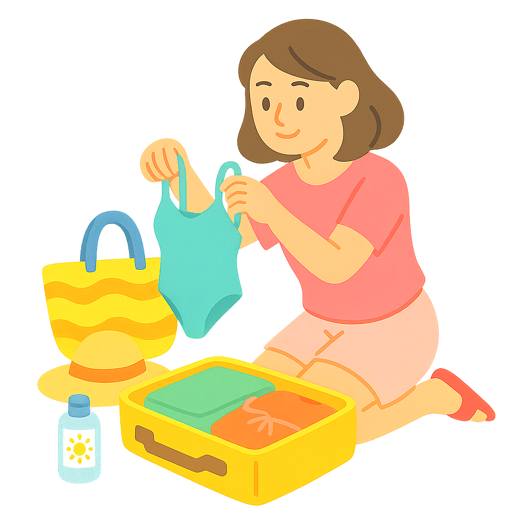 바캉스용 짐을 싸는 모습