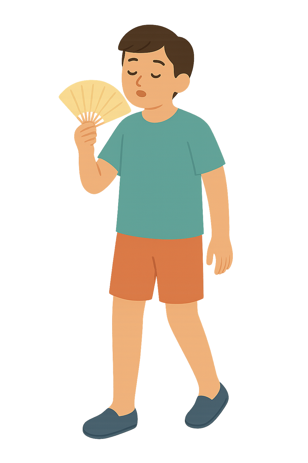 부채질하는 모습